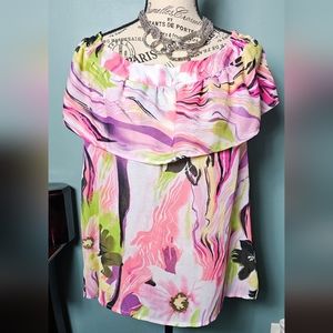 Piano Multi Colored Abstract Print Blouse Size XL